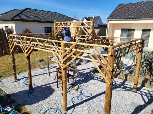 Bambus Pavillon selber bauen 5x3 Meter