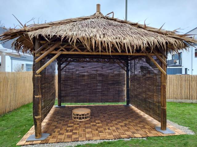 Garten Pavillon aus Bambus mit Rollos Bambus